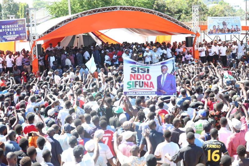 Linda Mwanchi supporters who turned up at the Tononoka Rally to show support to Nairobi Senator Edwin Sifuna and other leaders who were kicked out of ODM