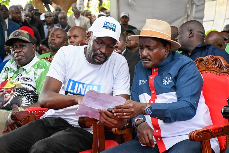 Wiper's Kalonzo Musyoka with Nairobi senator Edwin Sifuna.